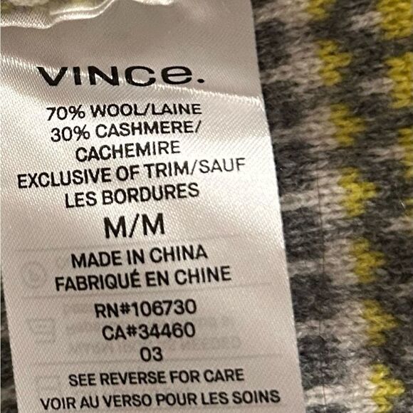 Vince Gray Wool Cashmere Turtleneck Striped Sweater Size Medium 365.00 MSRP - Picture 6 of 7